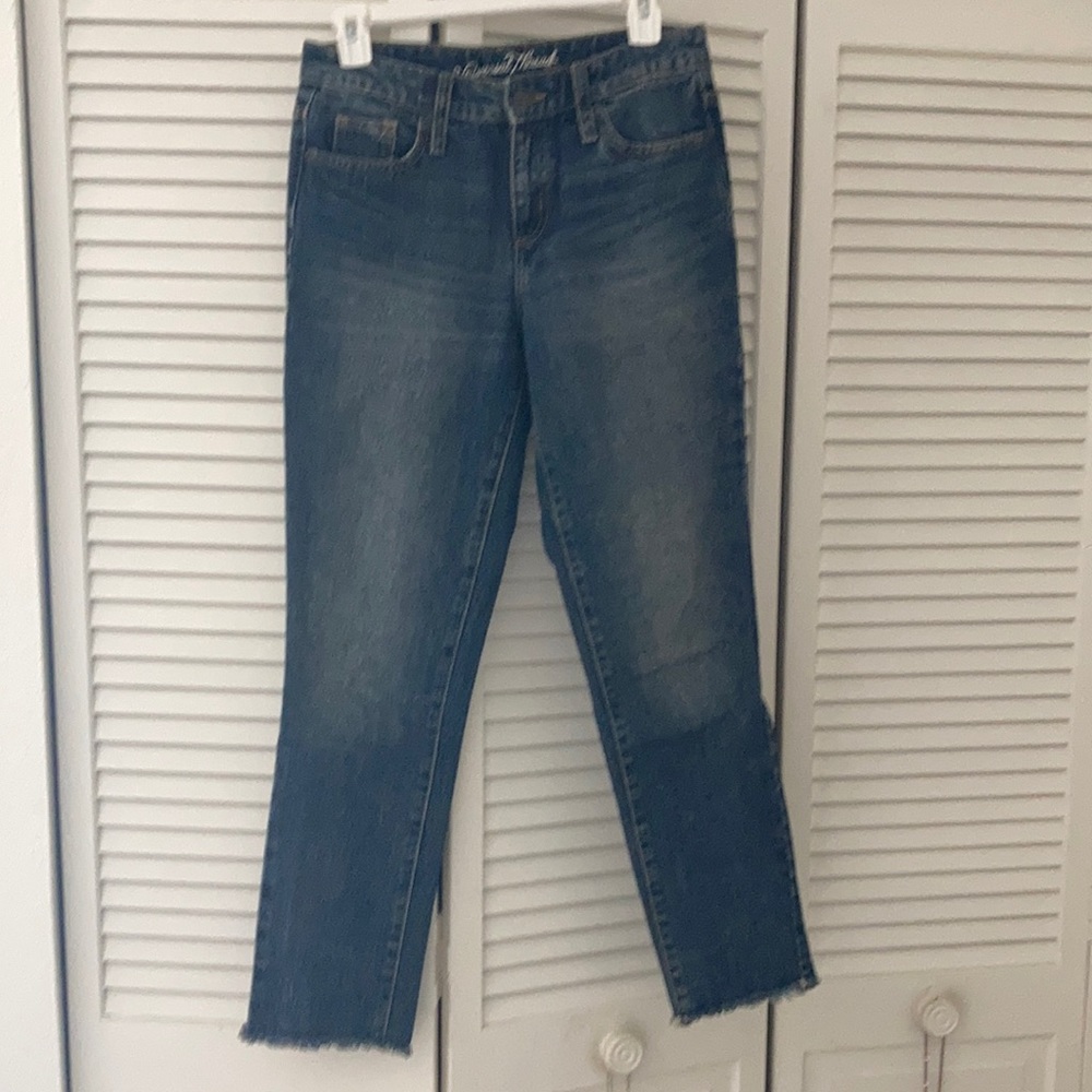 Dark wash straight leg jeans